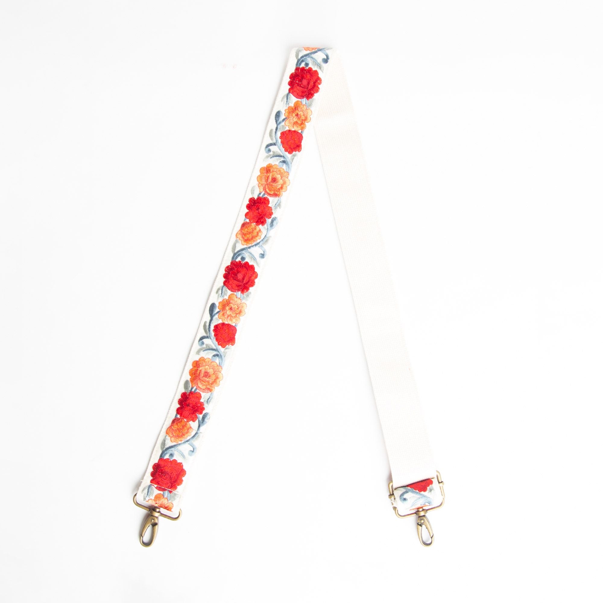 Red and Coral Floral Purse Strap