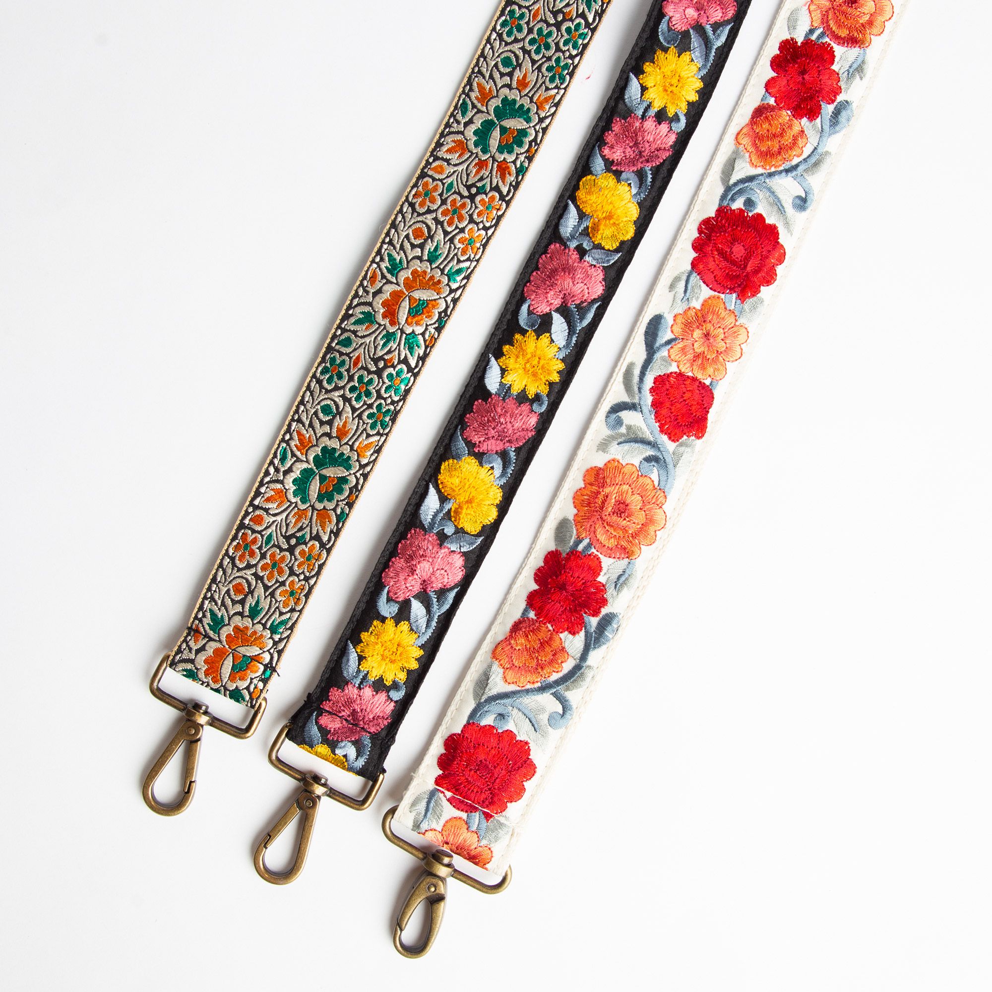 Red and Coral Floral Purse Strap
