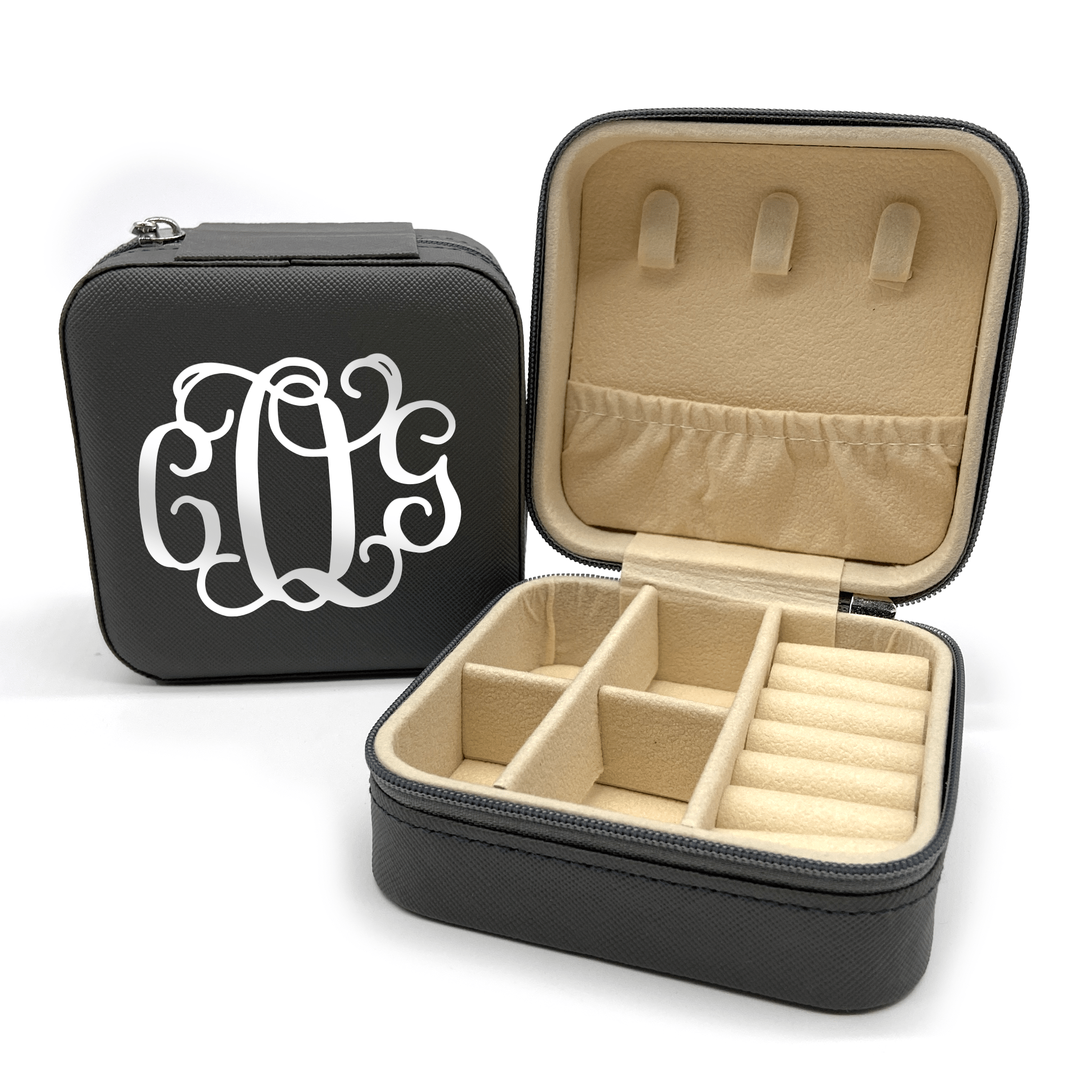 Grey Vegan Leather Jewelry Case