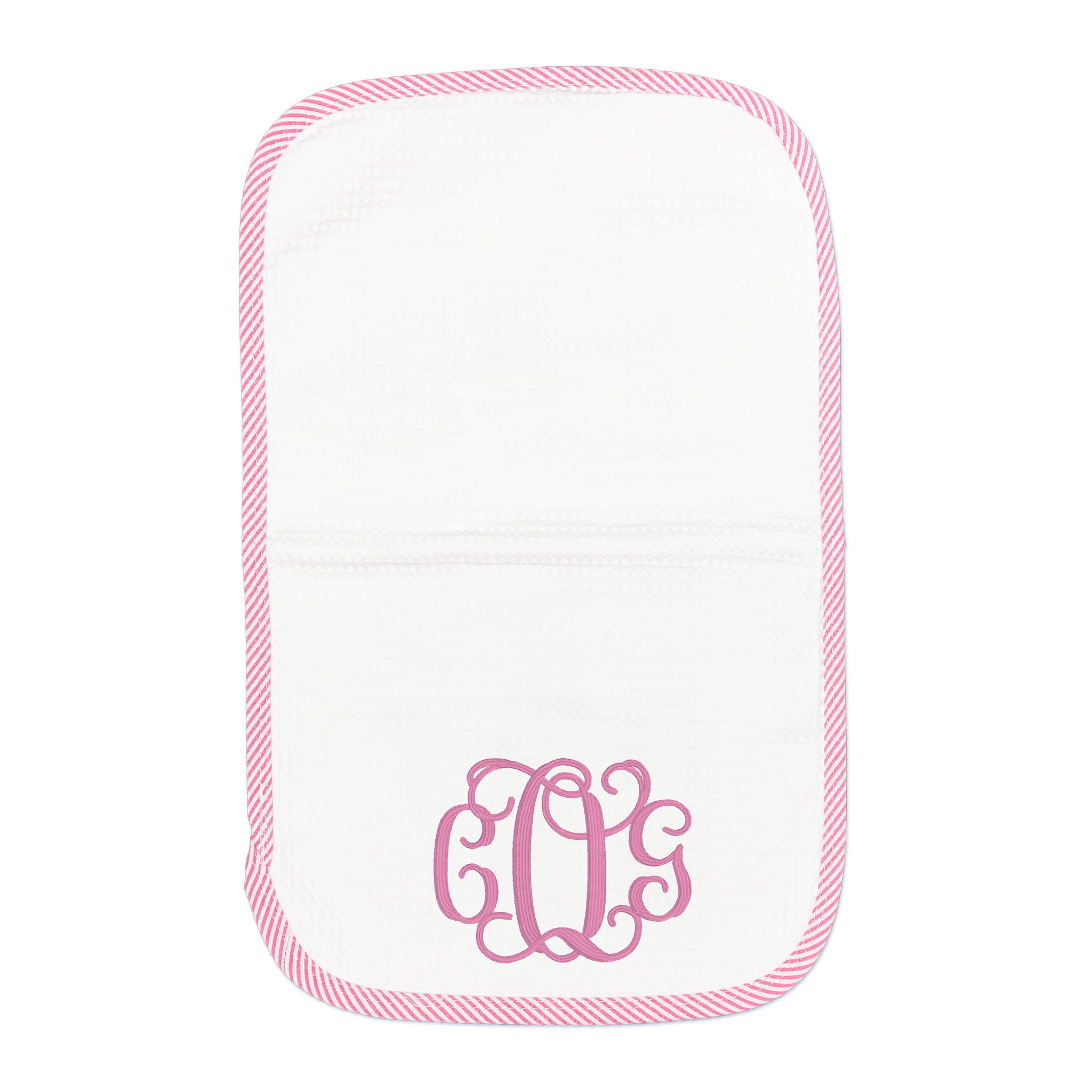 Pink Seersucker Trim Bib and Burp Cloth
