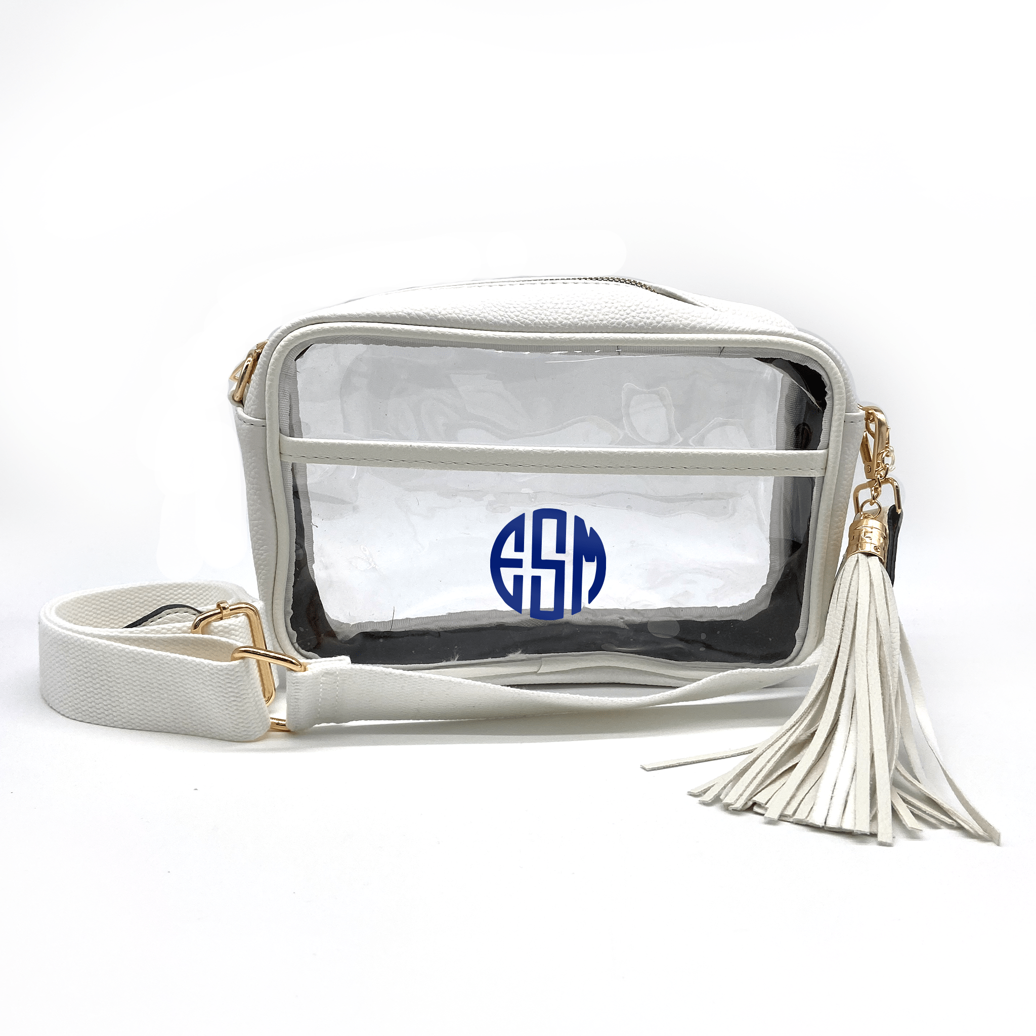 White Clear Stadium Purse with Tassel