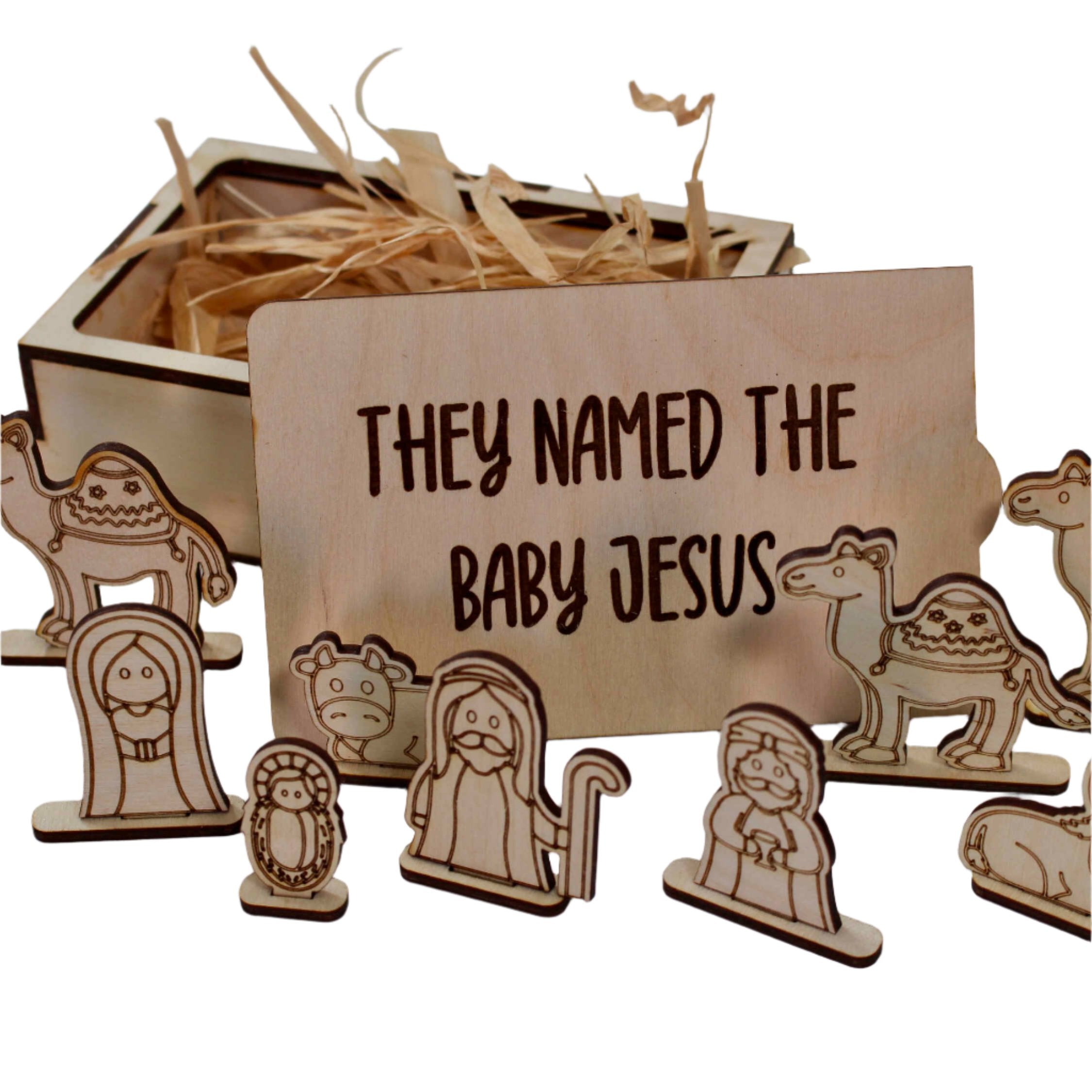 Nativity Set (Baby Jesus, Mary, Joseph, Wisemen, Animals, & Stands)