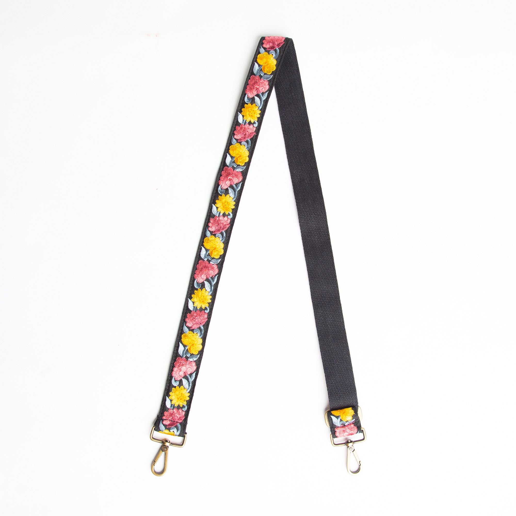 Pink and Yellow Floral Purse Strap