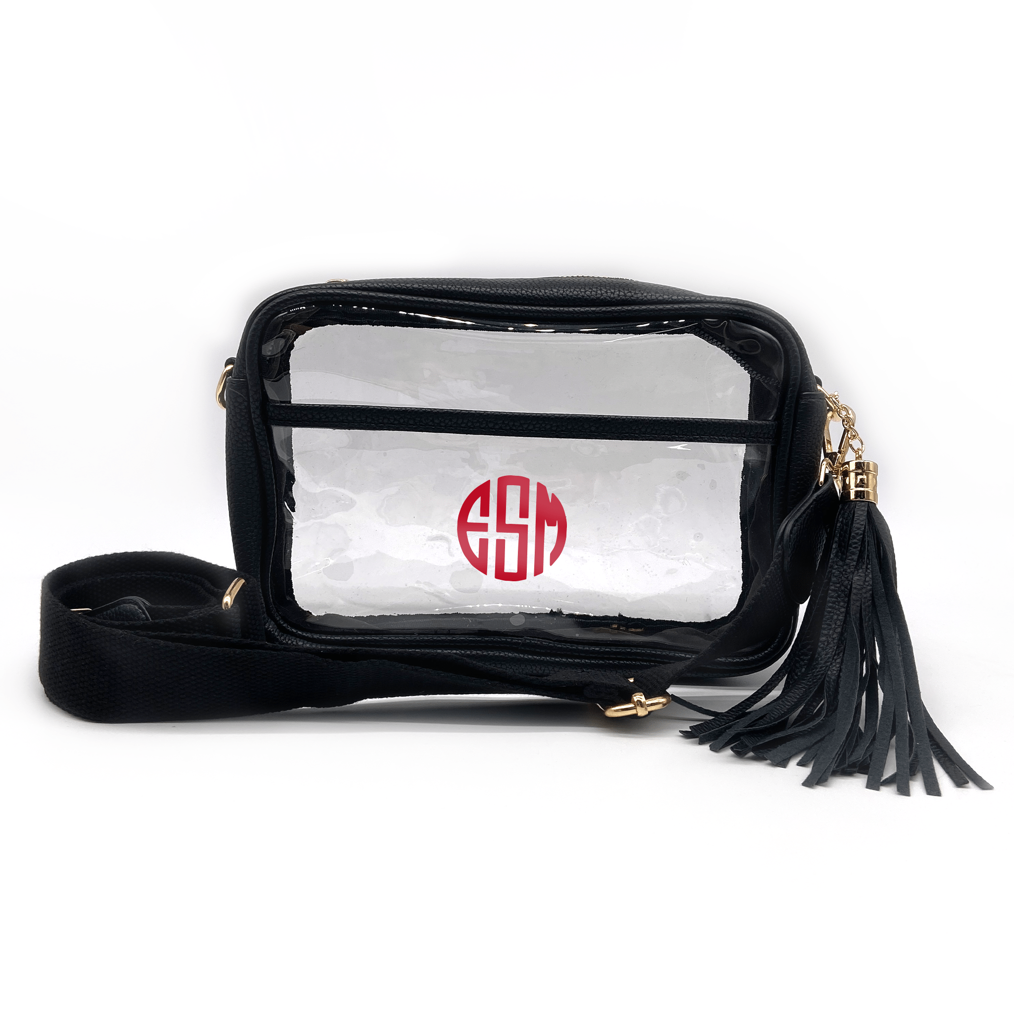 Black Clear Stadium Purse with Tassel