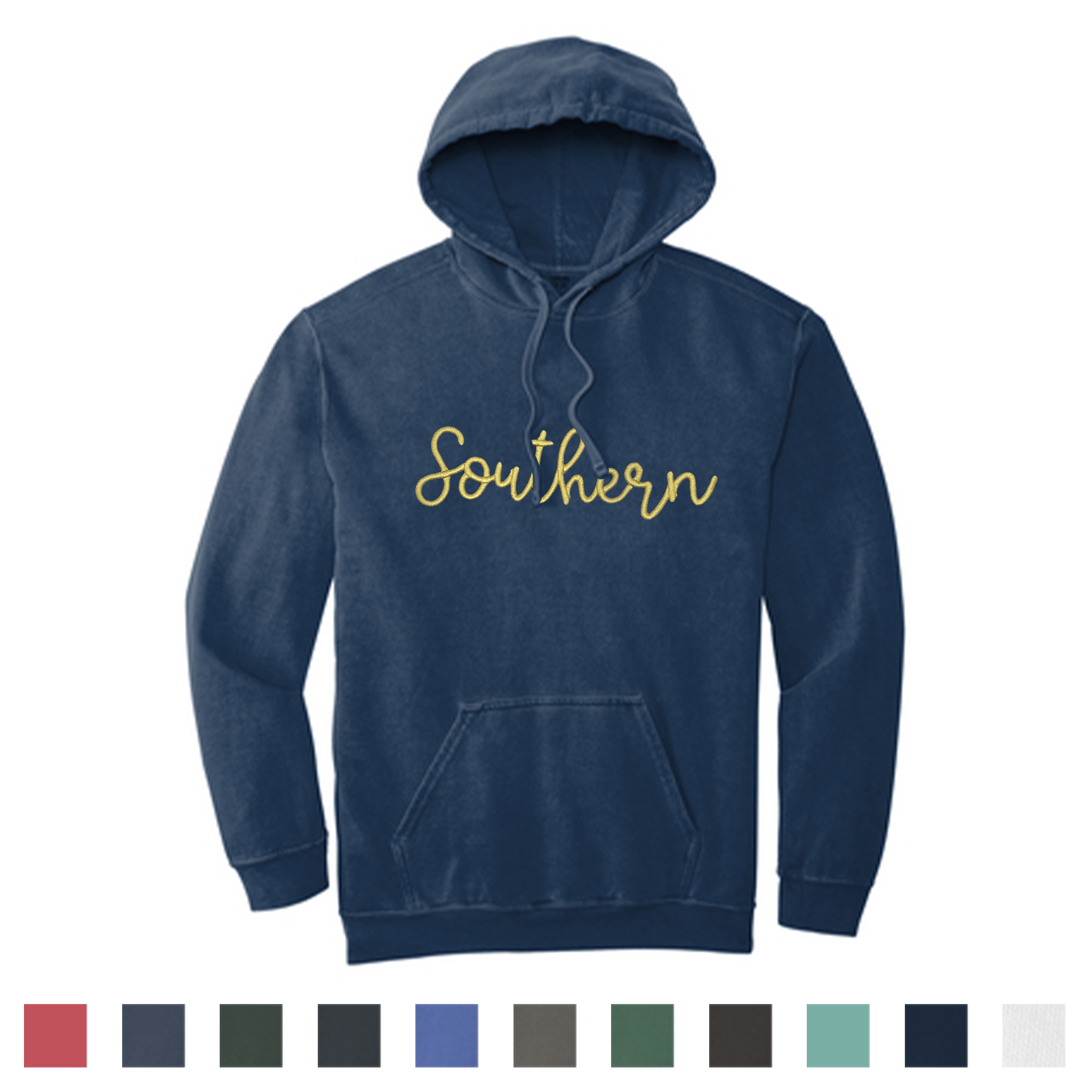 Custom Puffy Embroidery Comfort Colors® Ring Spun Hooded Sweatshirt