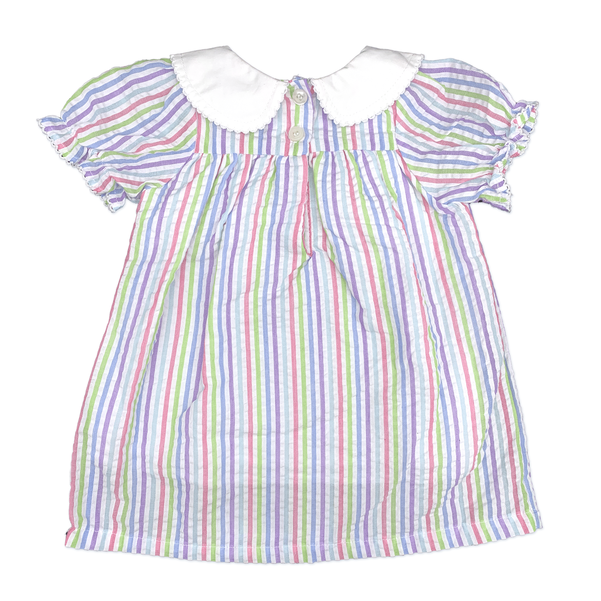 Multi Color Seersucker Stripe Dress with Peter Pan Collar