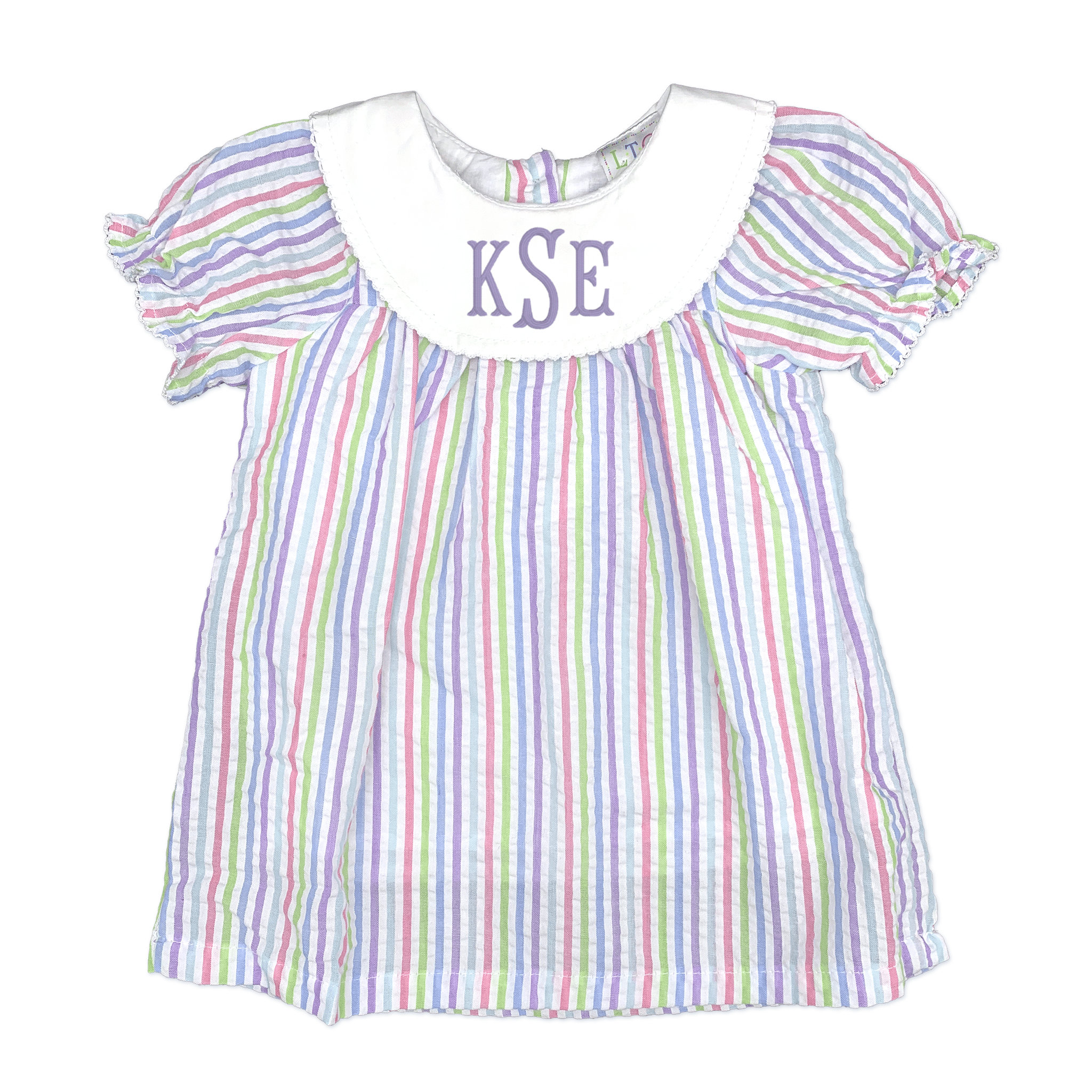 Multi Color Seersucker Stripe Dress with Peter Pan Collar