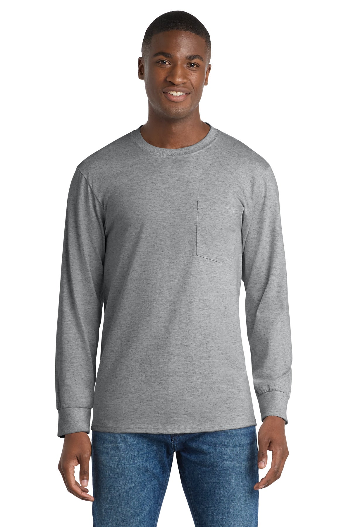 Port & Co ™  Tall Long Sleeve Essential Pocket Tee. PC61LSPT
