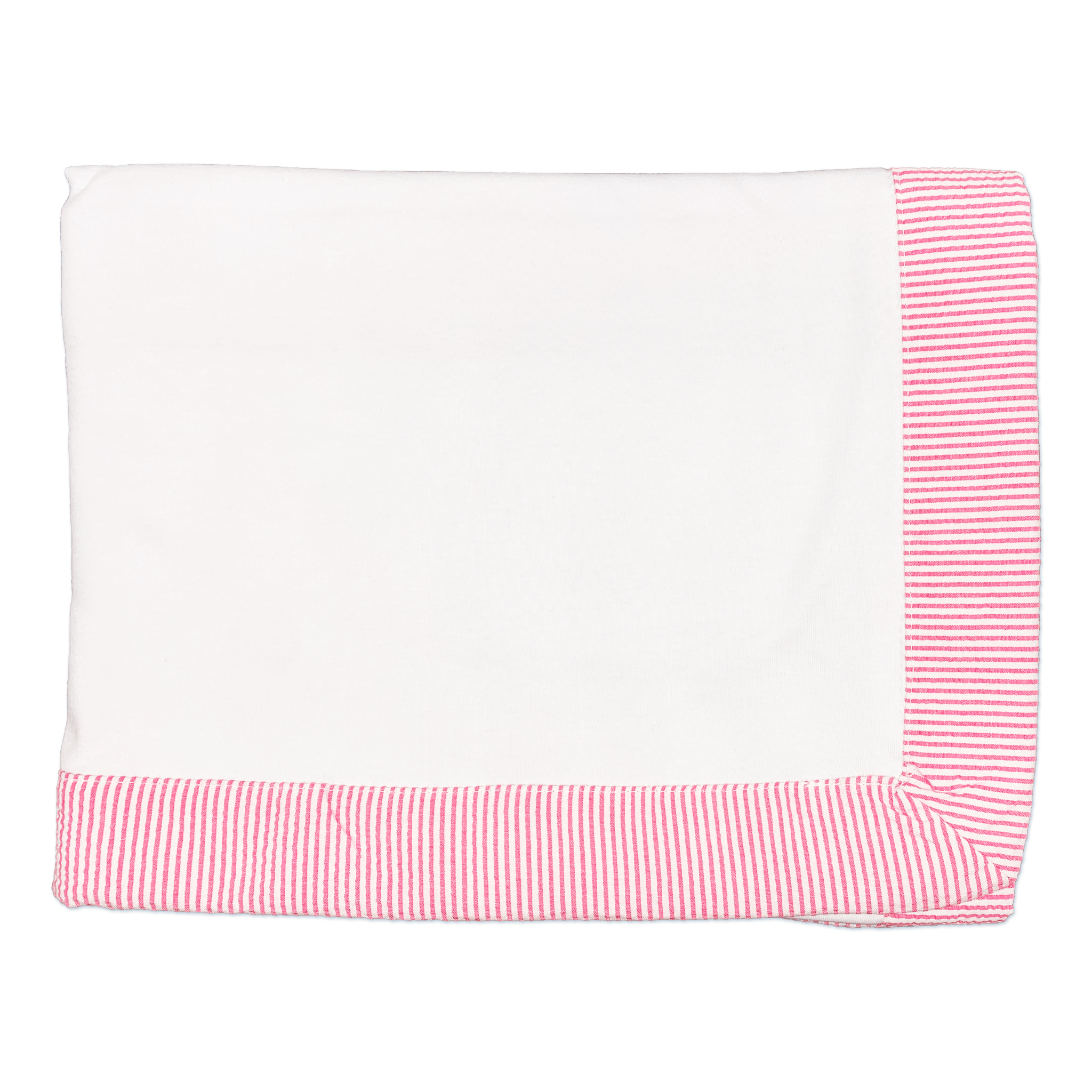 Pink Seersucker Trim Baby Blanket