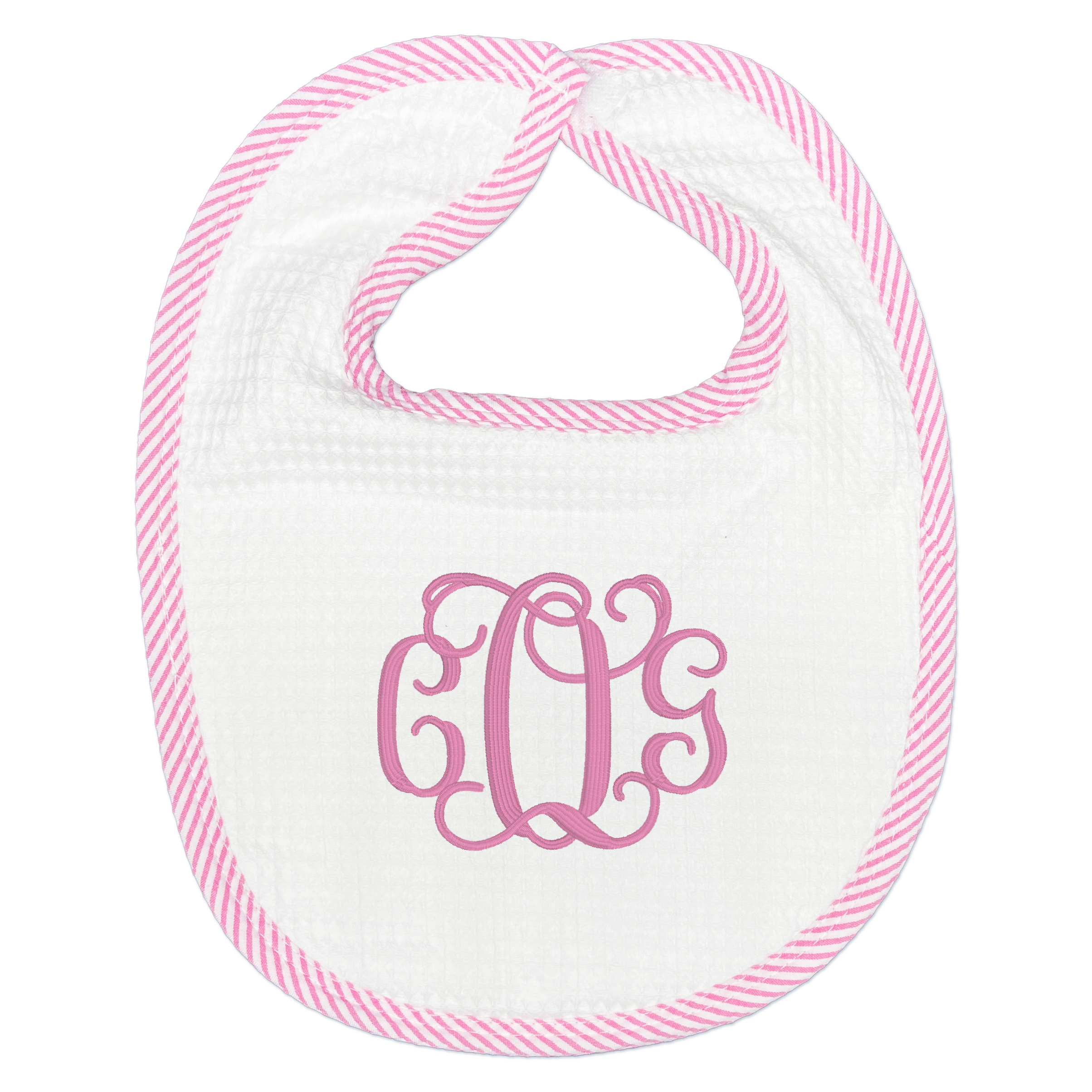 Pink Seersucker Trim Bib and Burp Cloth