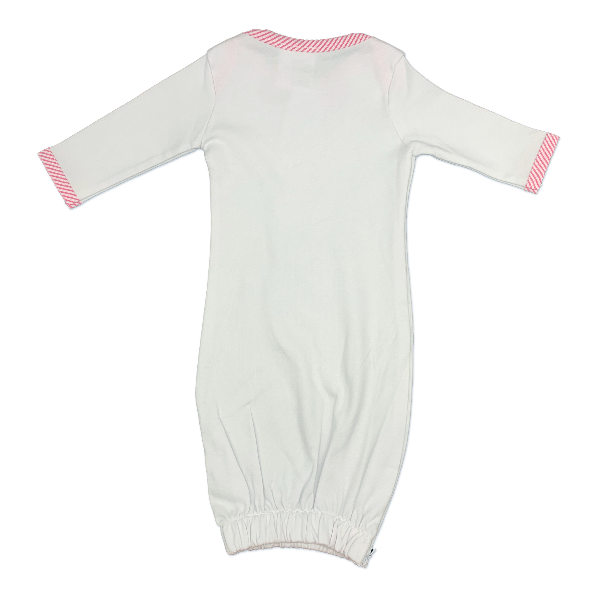 Pink Seersucker Trim Infant Gown