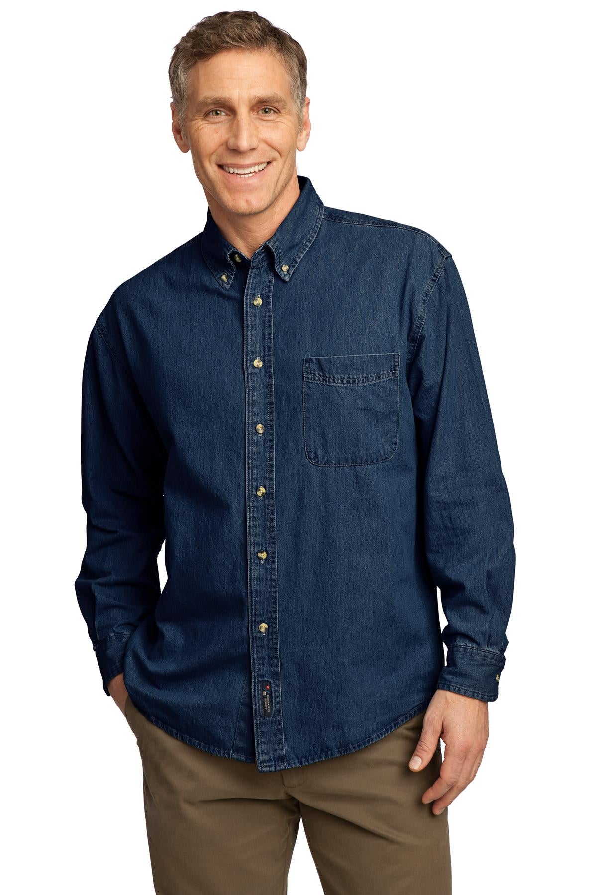Port & Co ™  Long Sleeve Value Denim Shirt. SP10
