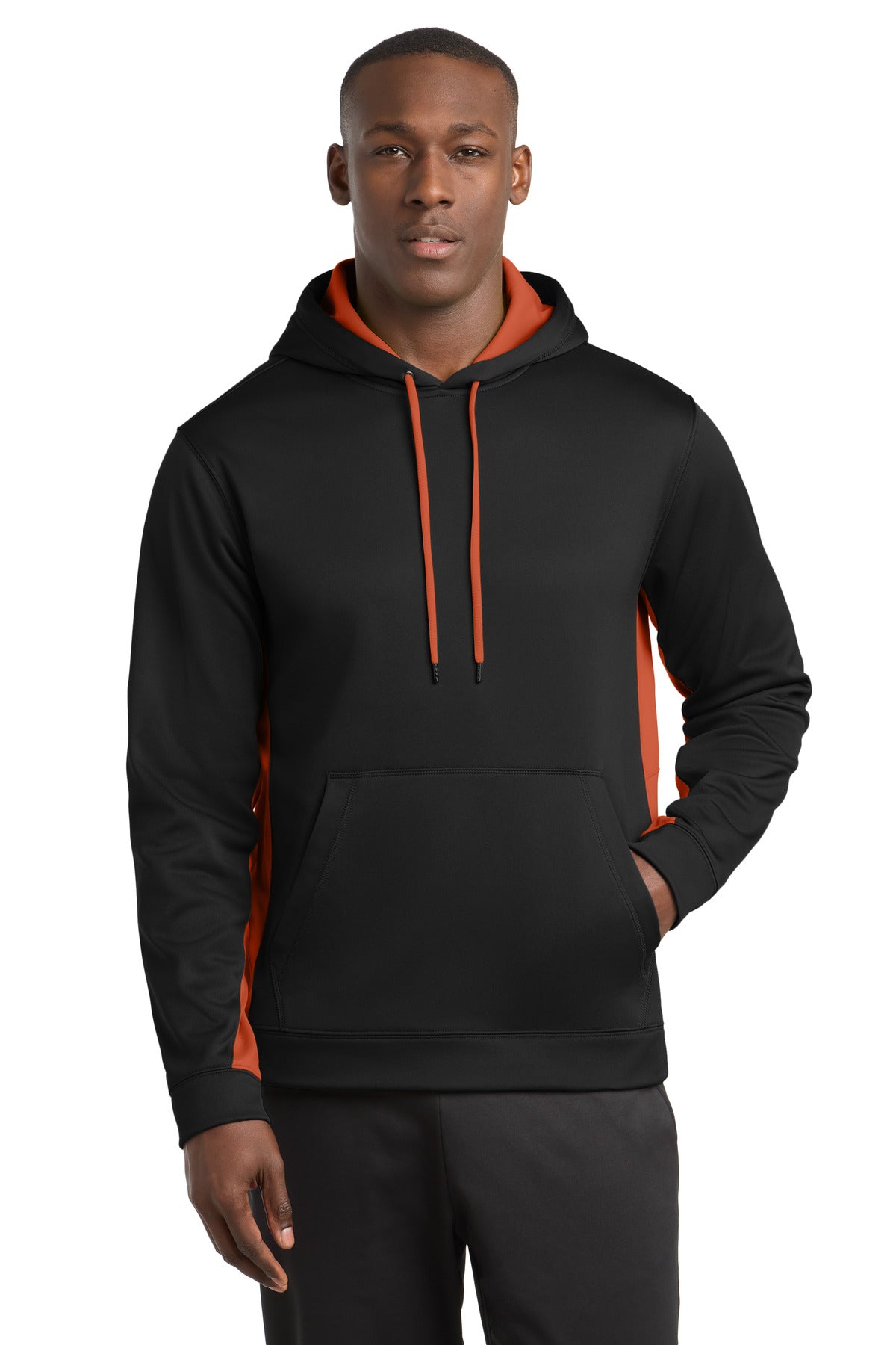 Sport-Tek ®  Sport-Wick ®  Fleece Colorblock Hooded Pullover. ST235