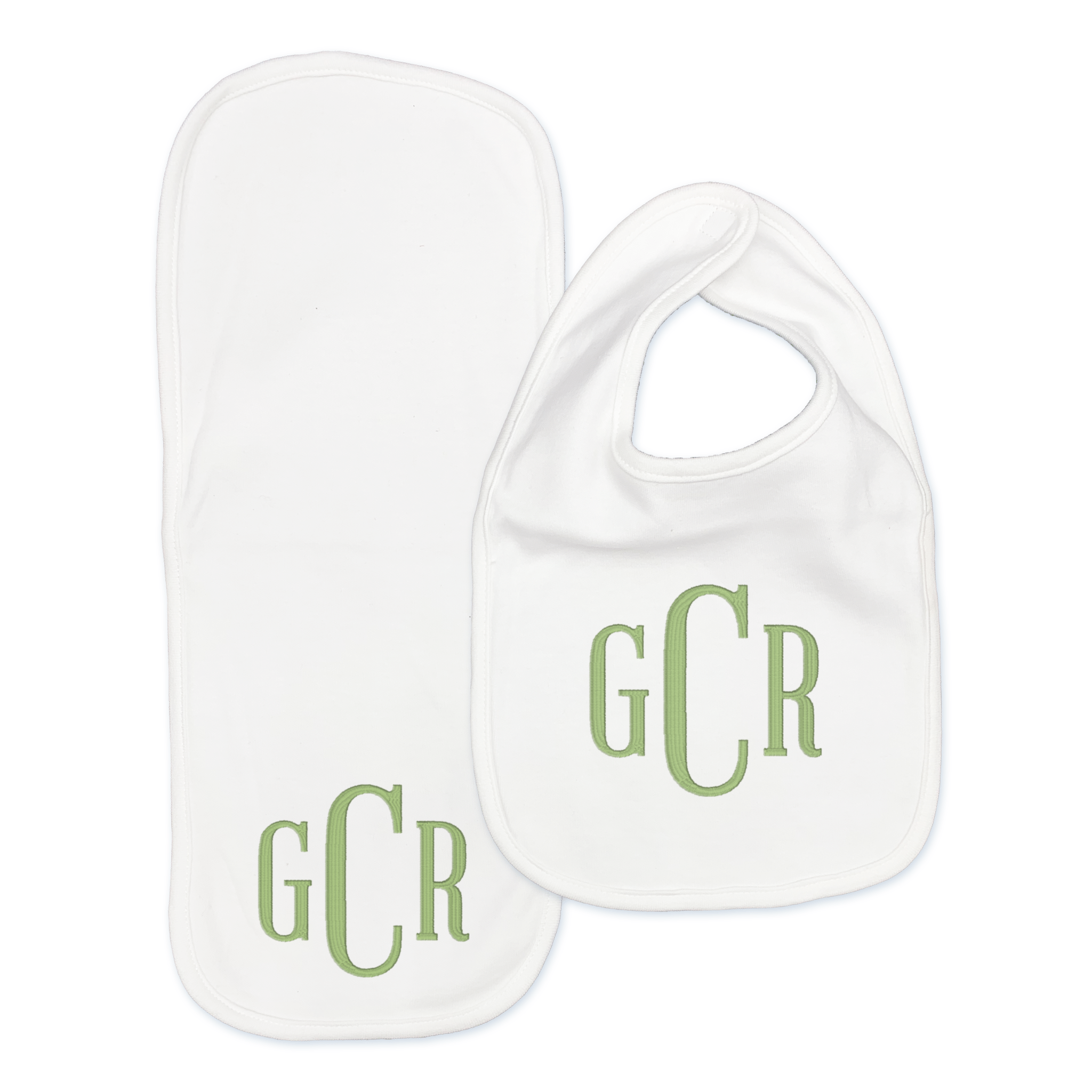 White Cotton Bib and Burp Cloth Set