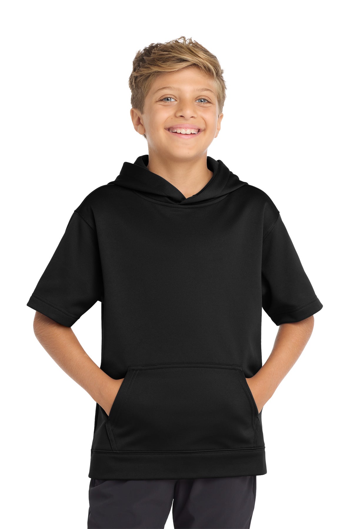 Sport-Tek  ®  Youth Sport-Wick  ®  Fleece Short Sleeve Hooded Pullover. YST251