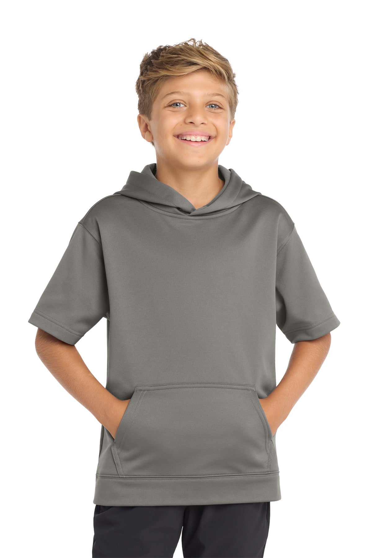 Sport-Tek  ®  Youth Sport-Wick  ®  Fleece Short Sleeve Hooded Pullover. YST251