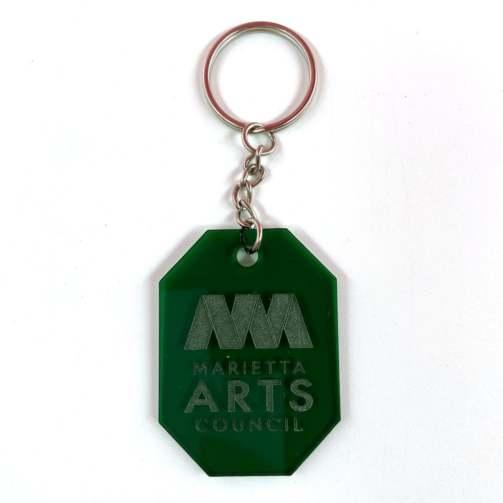 Marietta Arts Council Bridge 2024 Keychain Emerald Shaped