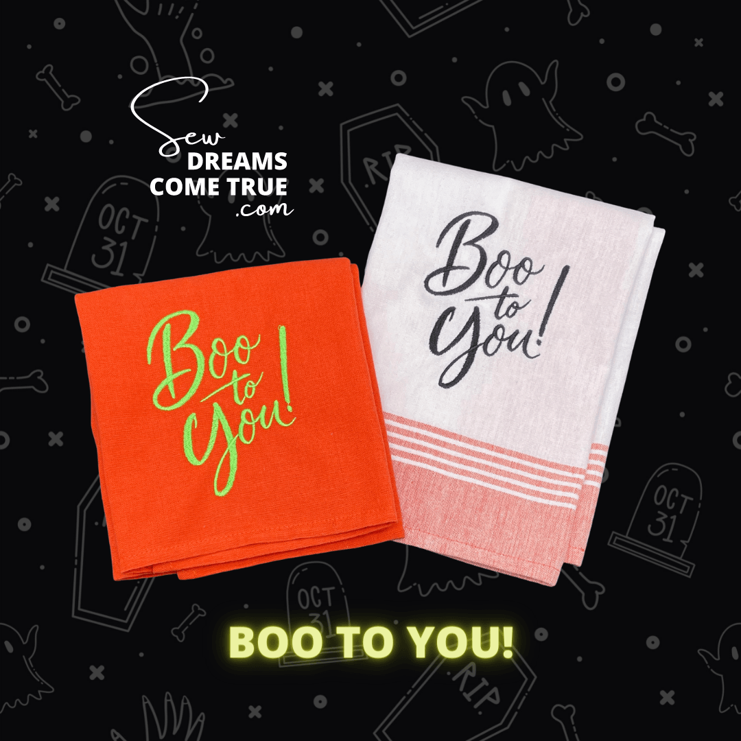 Embroidered Hand Towels - "Boo To You"