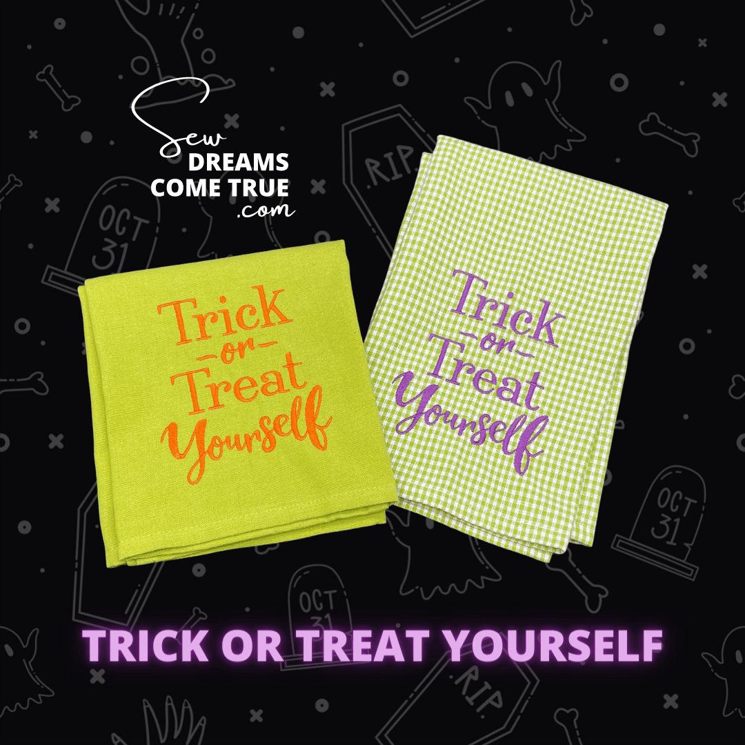 Embroidered Hand Towels - "Trick or Treat Yourself"