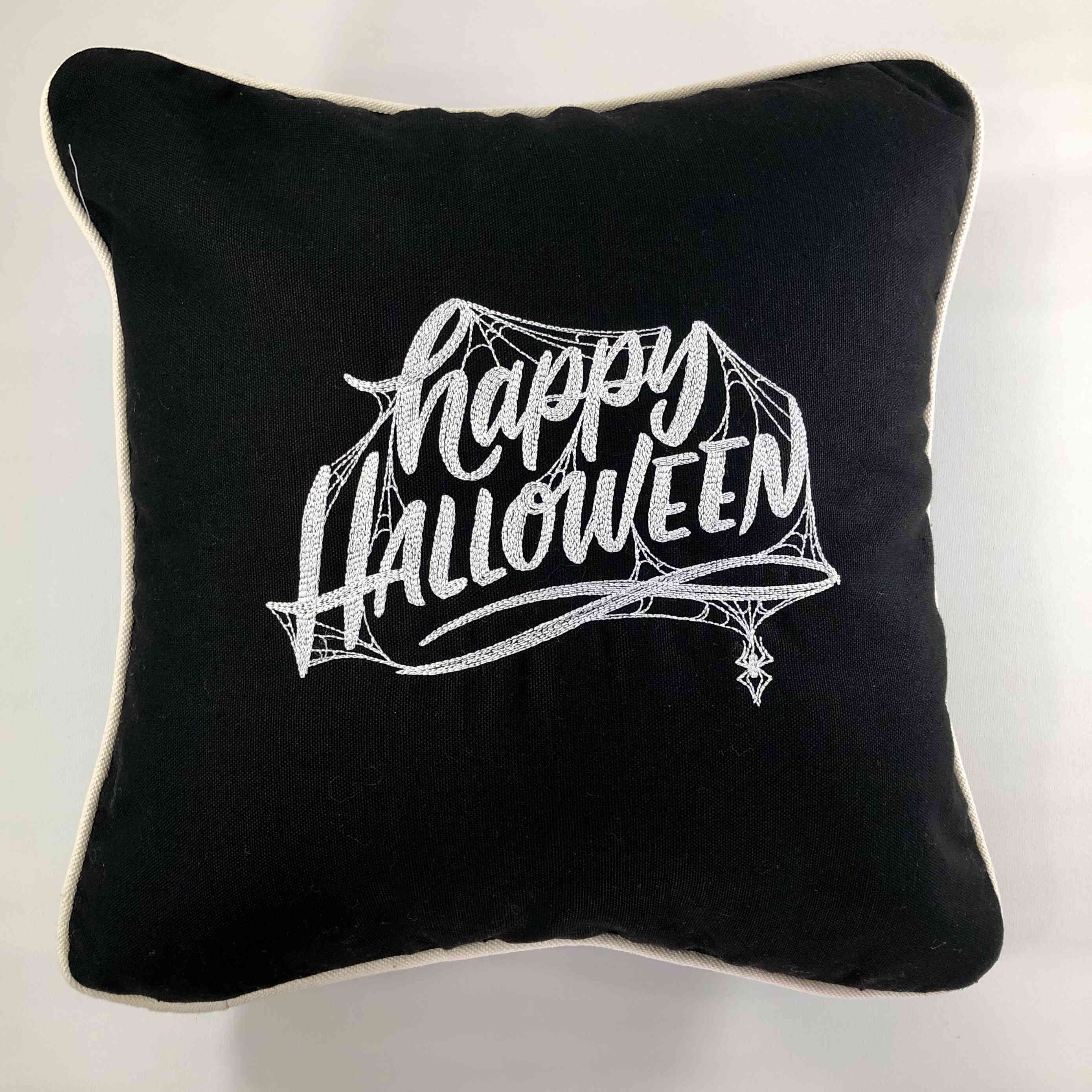 Embroidered Throw Pillow - "Happy Halloween"