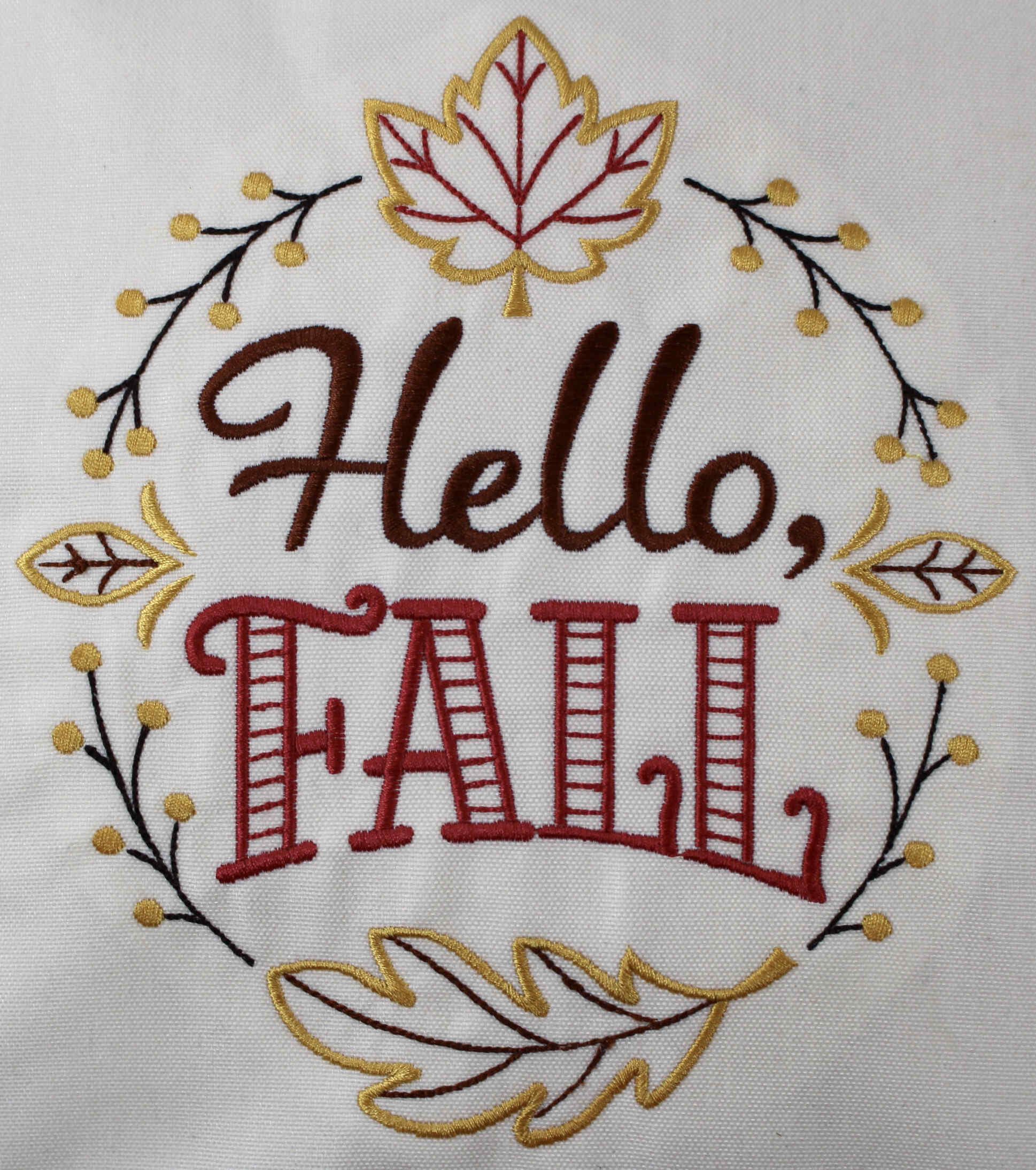 Embroidered Throw Pillow - "Hello Fall"