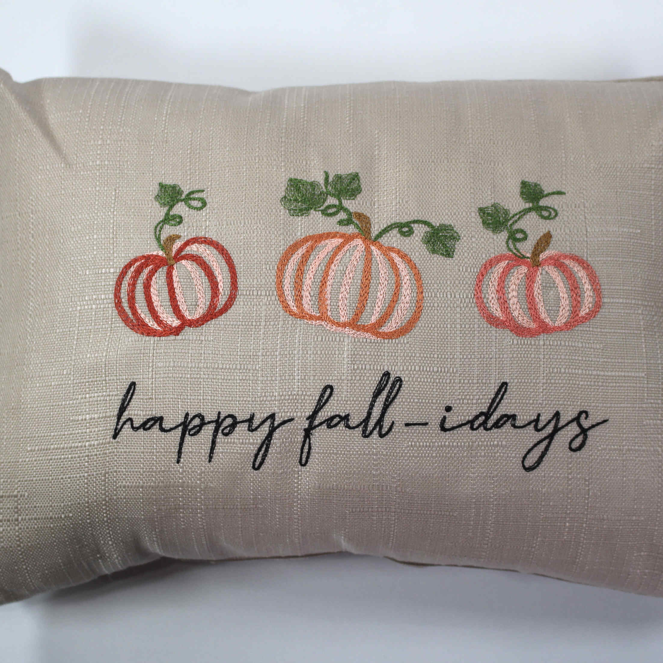 Embroidered Throw Pillow - "Happy Fall-idays"