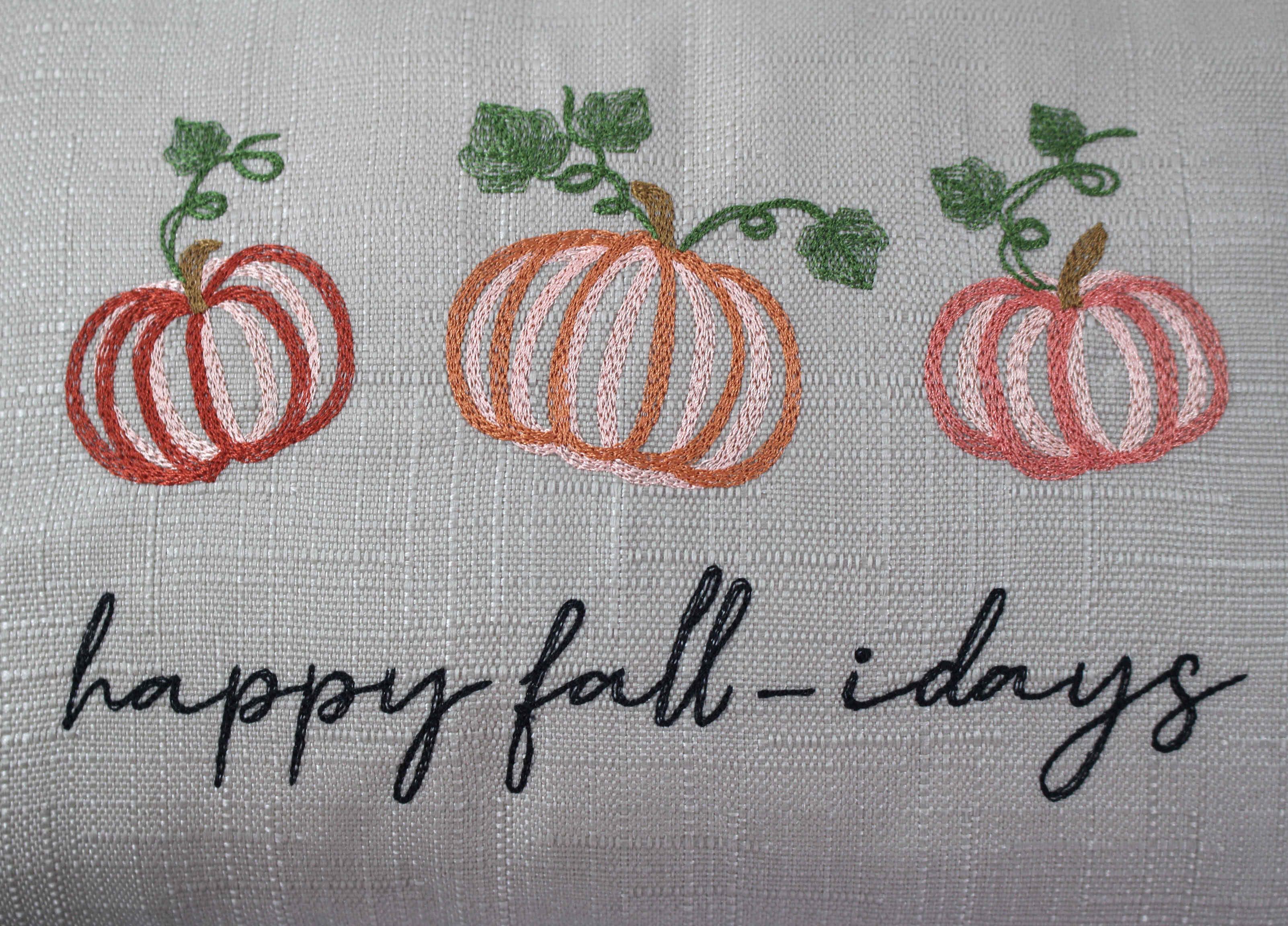 Embroidered Throw Pillow - "Happy Fall-idays"