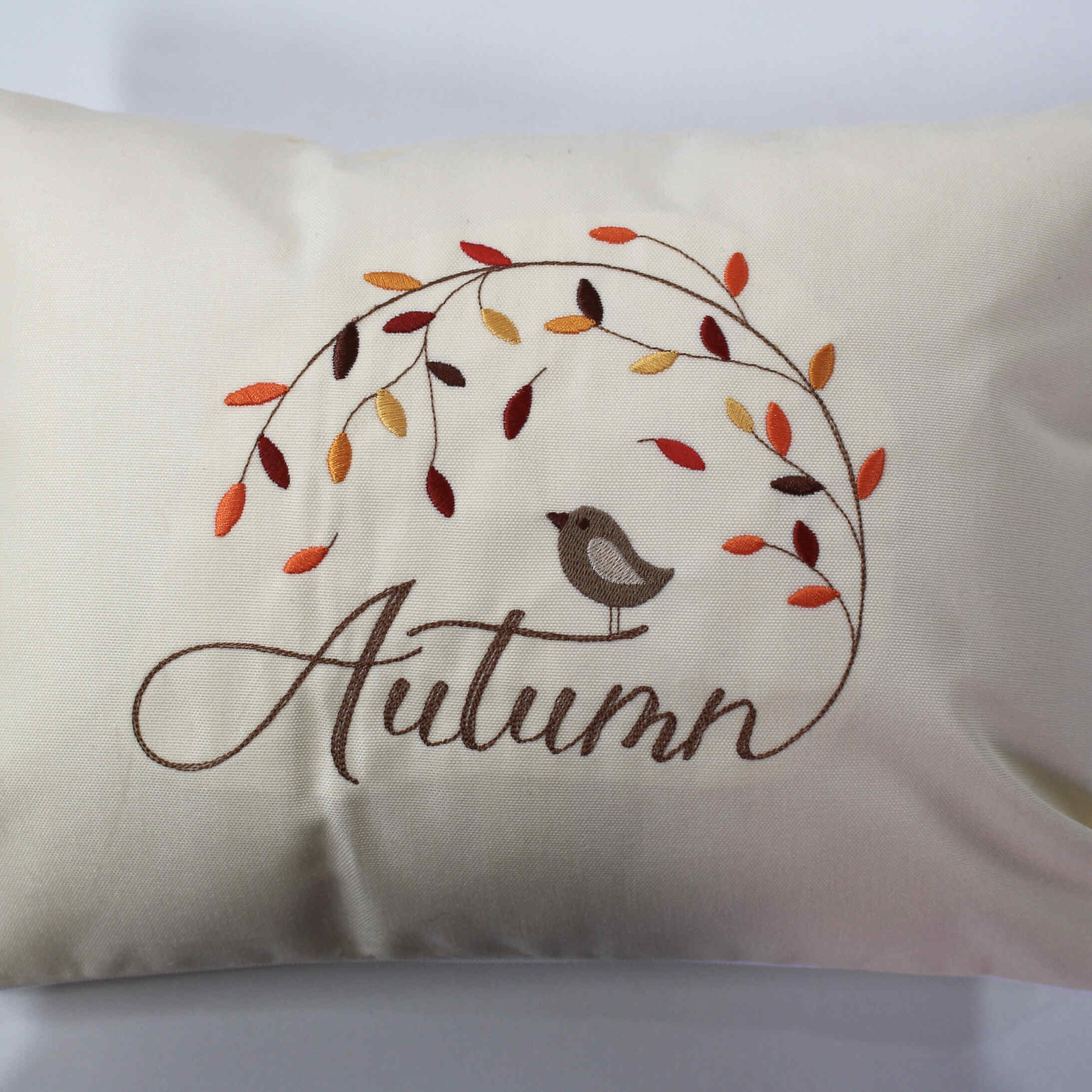 Embroidered Throw Pillow - "Autumn"