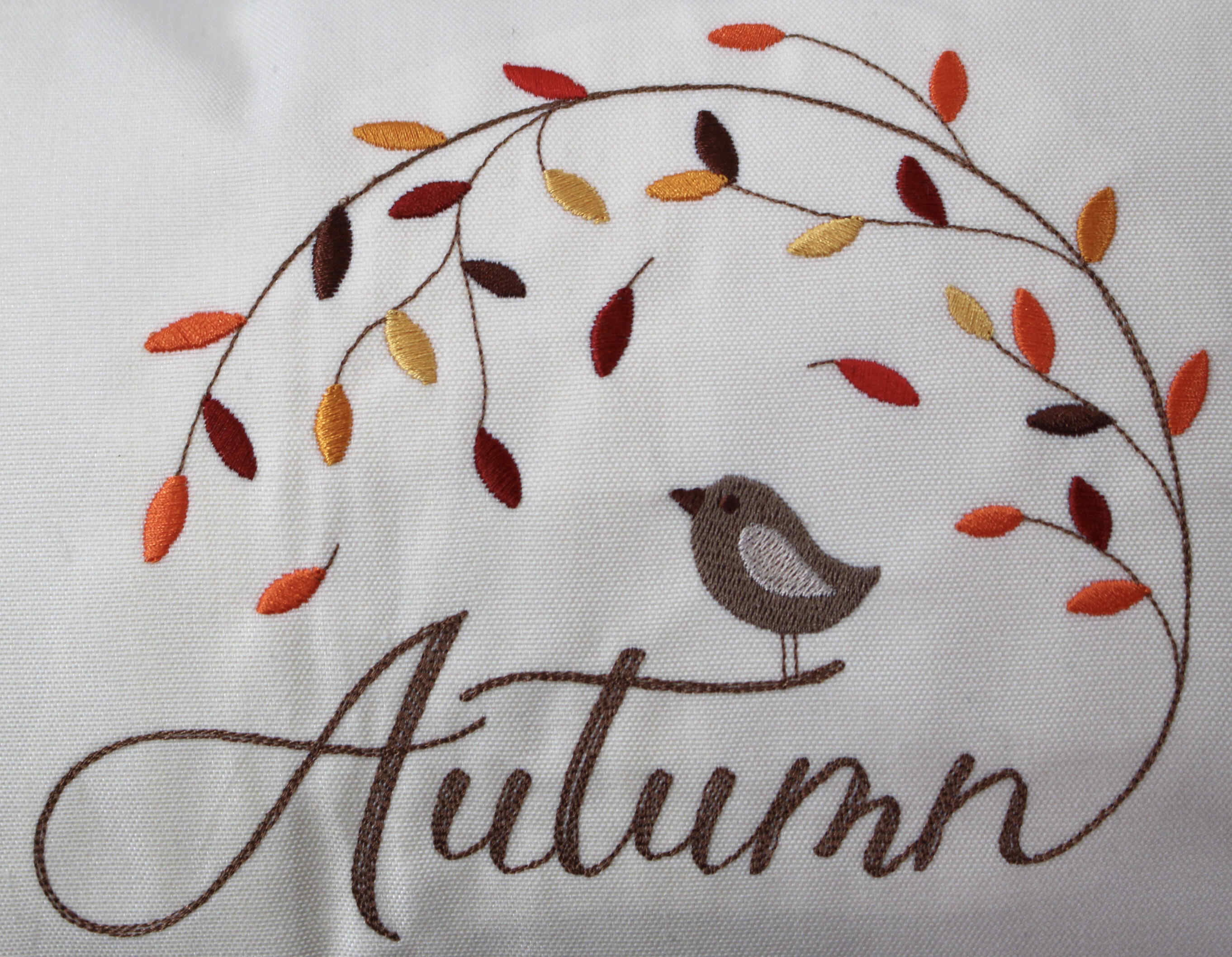 Embroidered Throw Pillow - "Autumn"