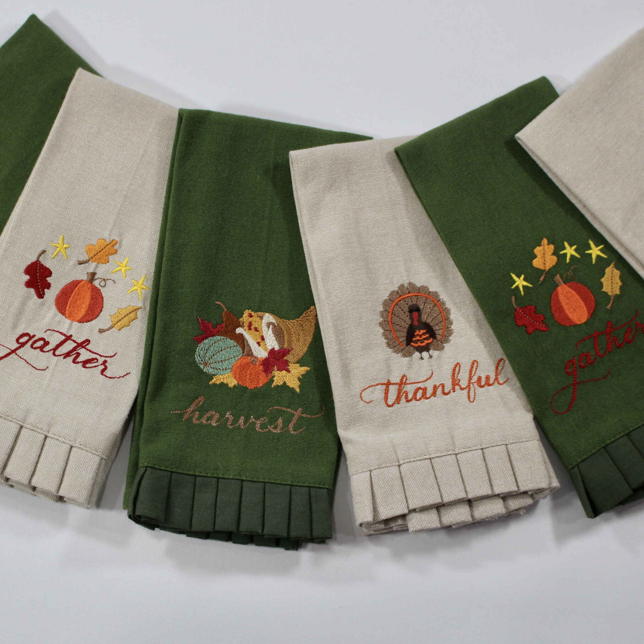 Embroidered Tea Towels - "Thanksgiving"