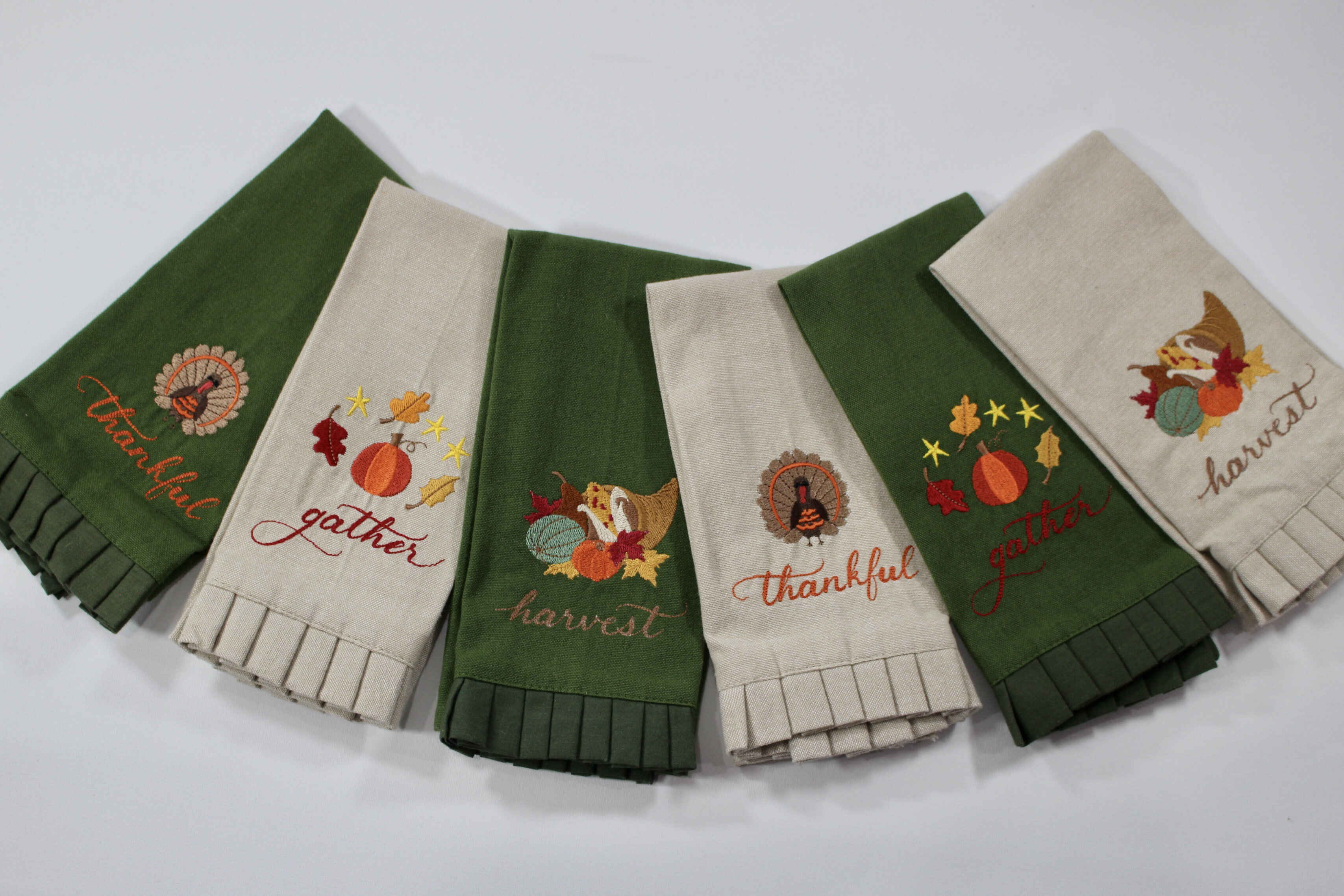 Embroidered Tea Towels - "Thanksgiving"