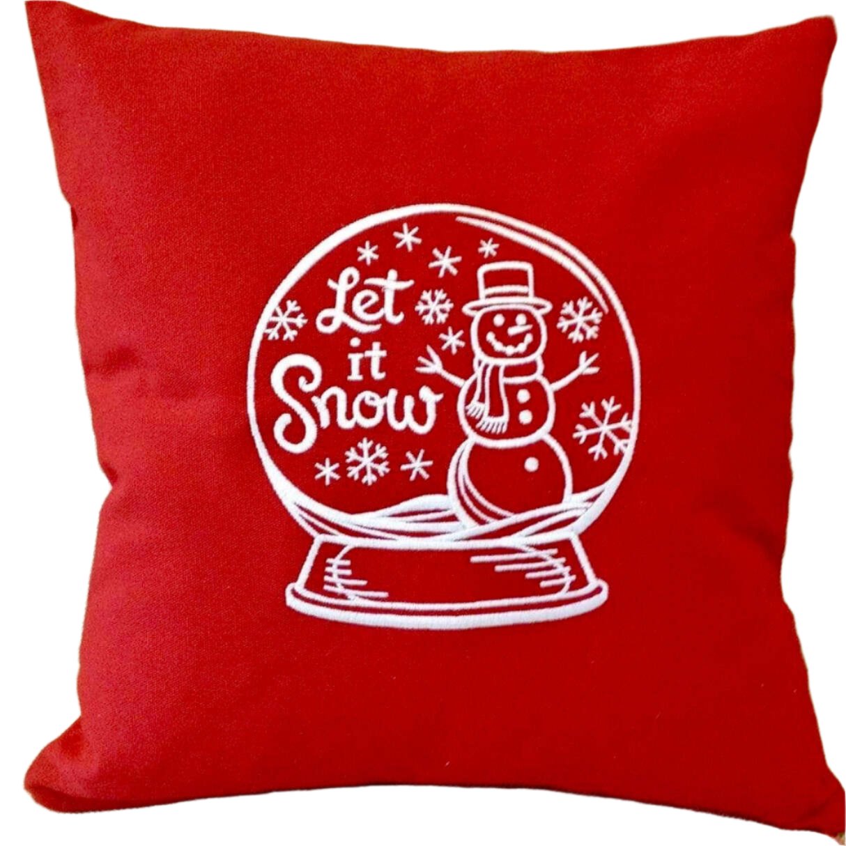 Embroidered Throw Pillow - "Let It Snow Globe"