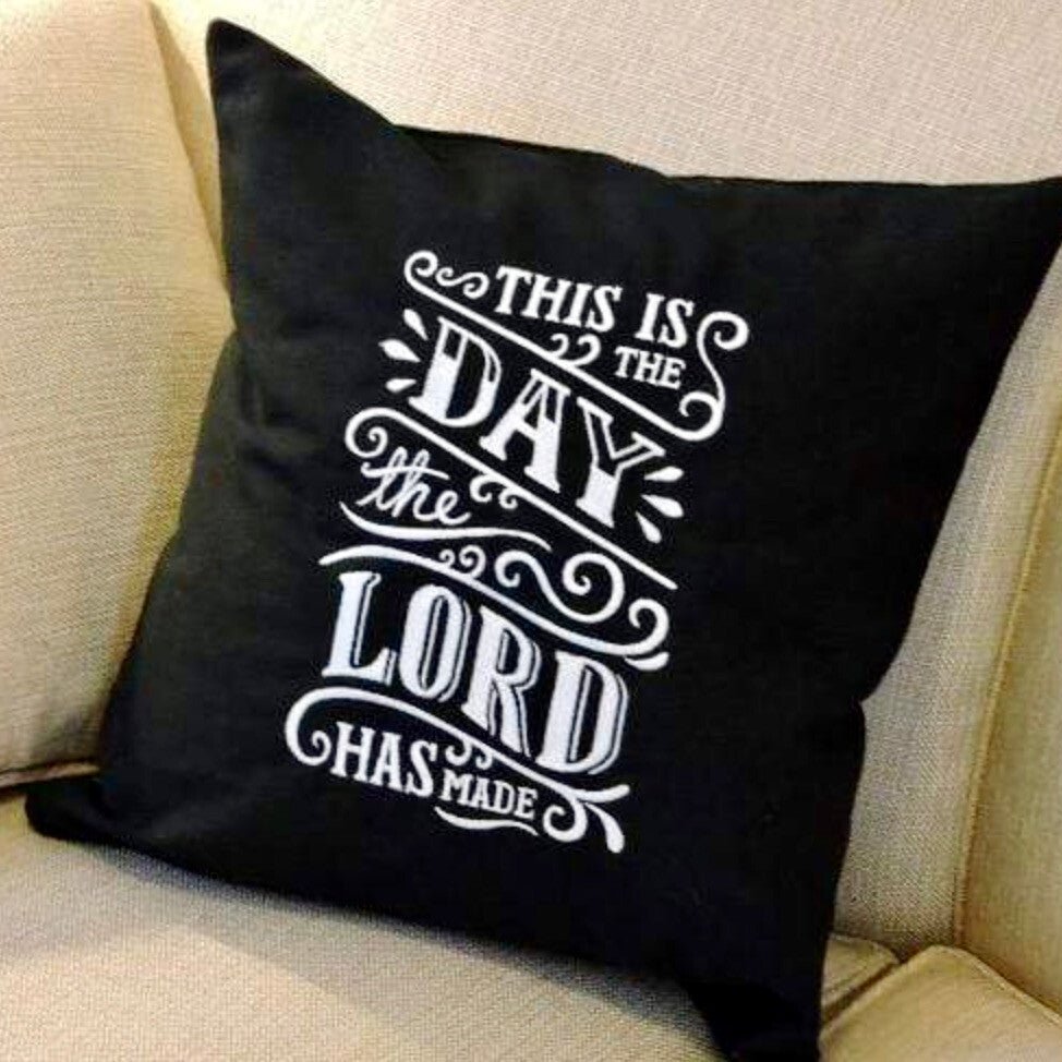 Embroidered Throw Pillow Set - "This is The Day The Lord Has Made"